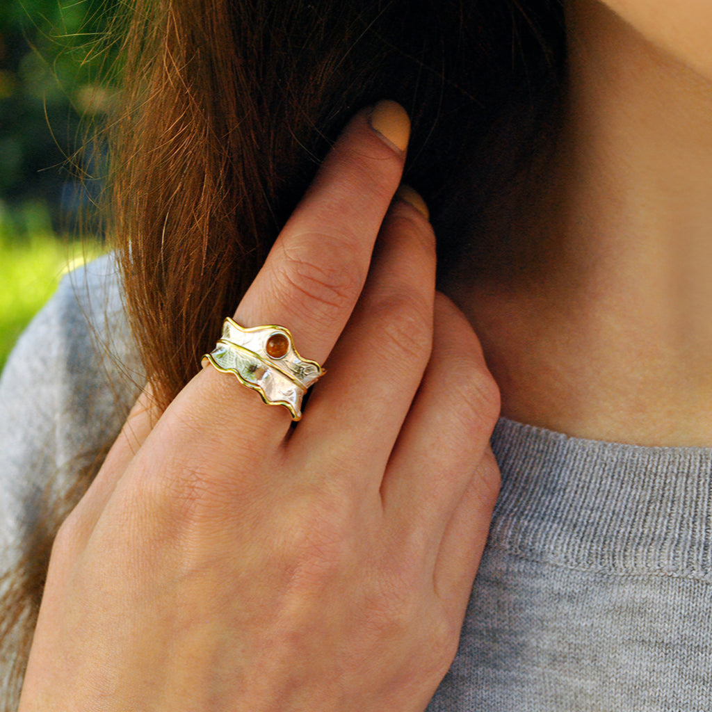 Peony Leaf Adjustable Ring