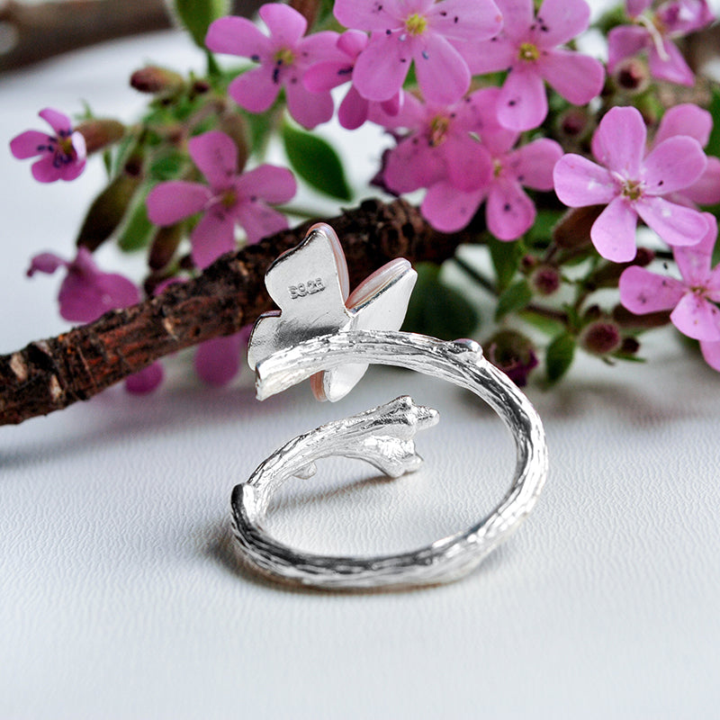 Butterfly on Branch Adjustable Ring