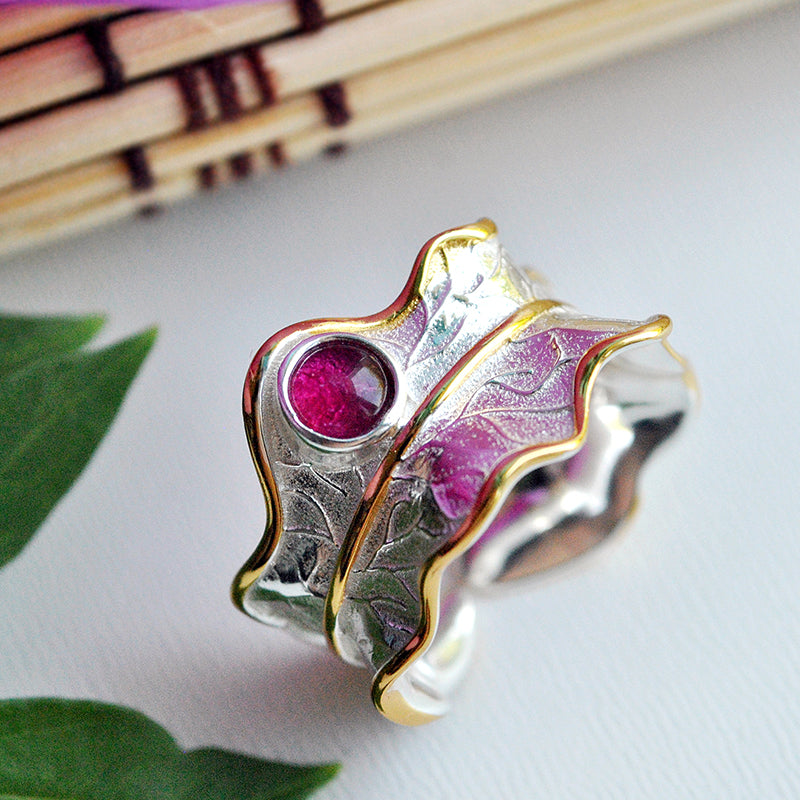 Peony Leaf Adjustable Ring