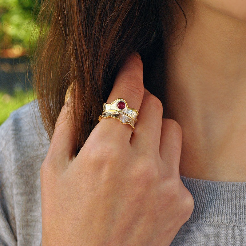Peony Leaf Adjustable Ring