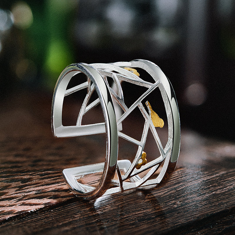 Paper Cut Bird Adjustable Ring