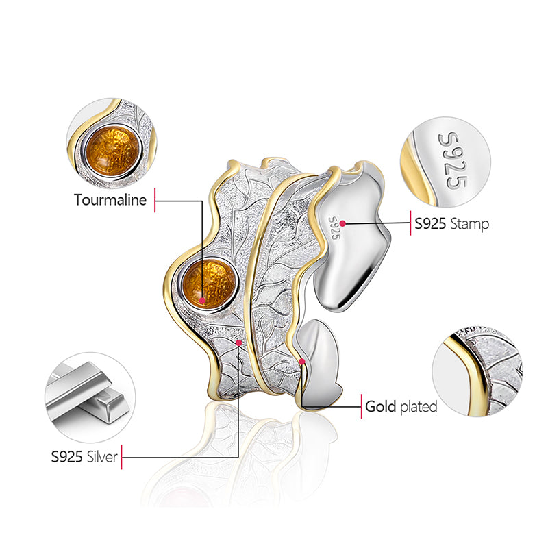 Peony Leaf Adjustable Ring