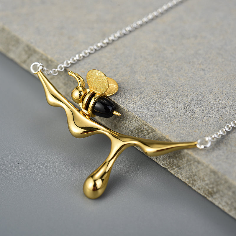 Bee and Dripping Honey Necklace
