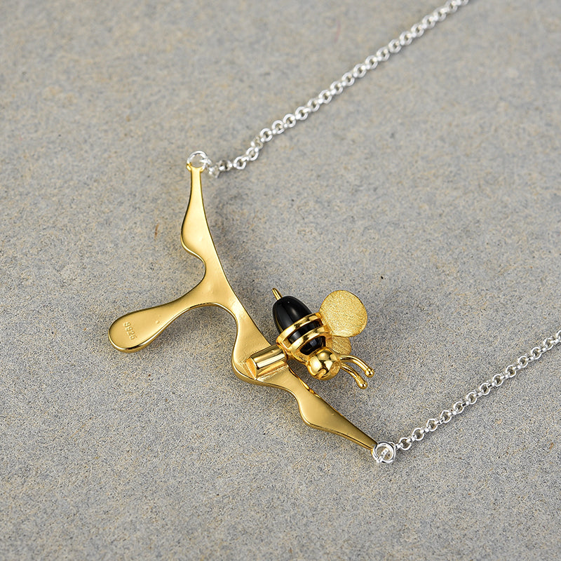 Bee and Dripping Honey Necklace