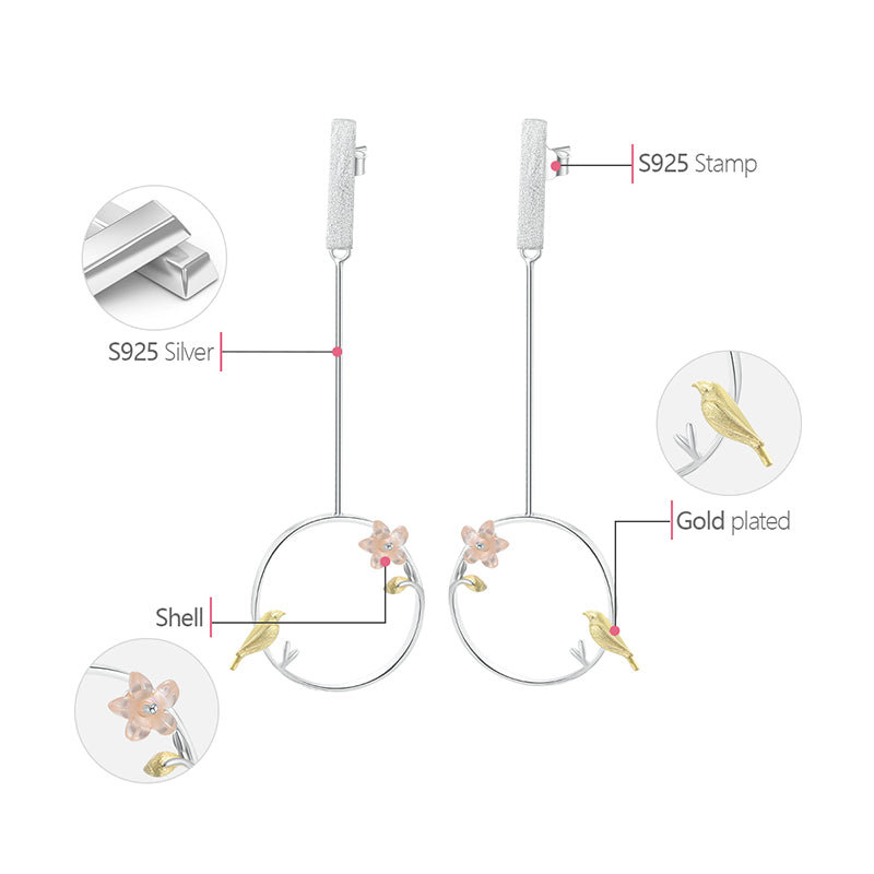 Bird and Flower Earrings
