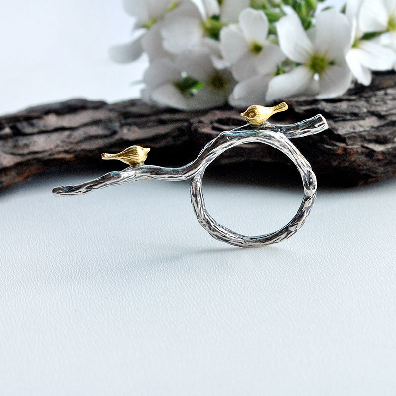 Bird on Branch Adjustable Ring