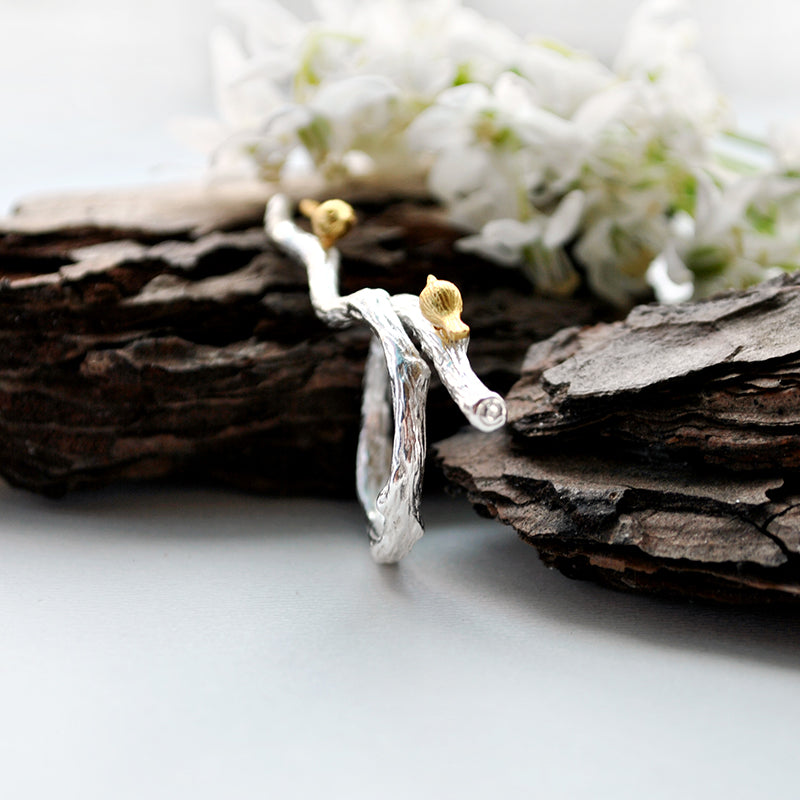 Bird on Branch Adjustable Ring