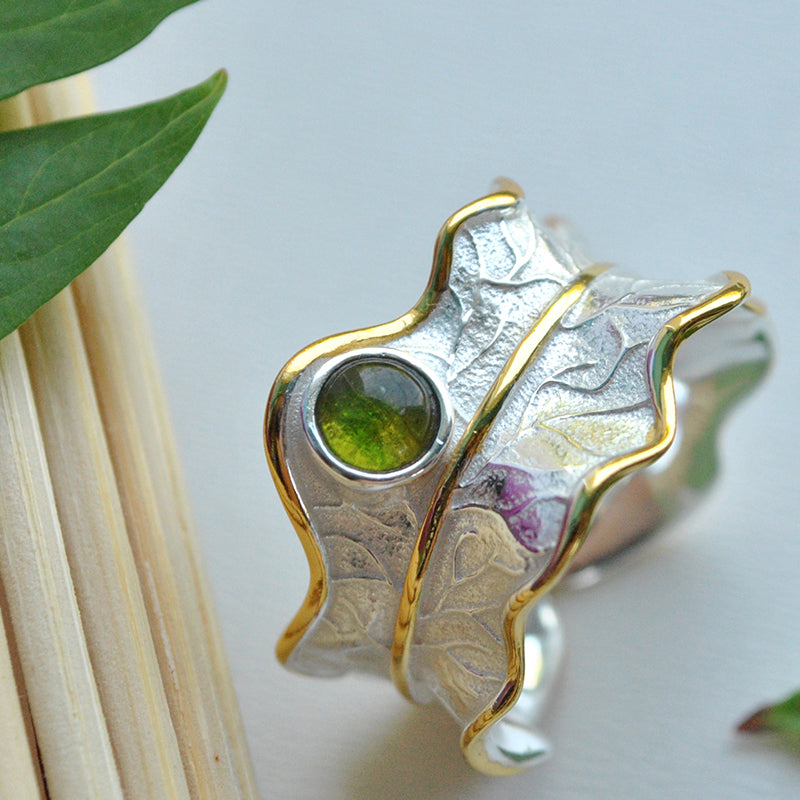 Peony Leaf Adjustable Ring