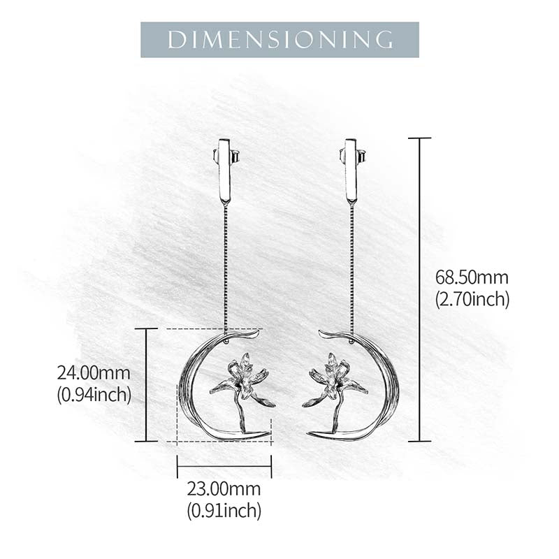 Iris Flower and Leaf Earrings