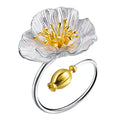 Blooming Poppies Flower Adjustable Ring