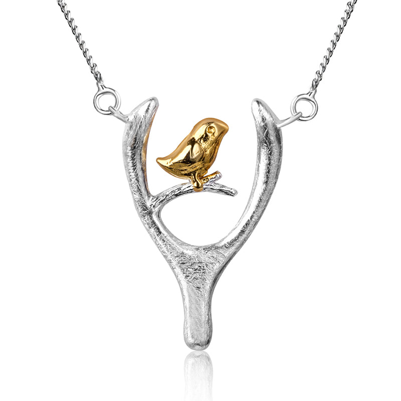 Bird on Wishbone Necklace