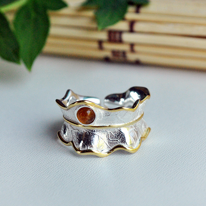 Peony Leaf Adjustable Ring