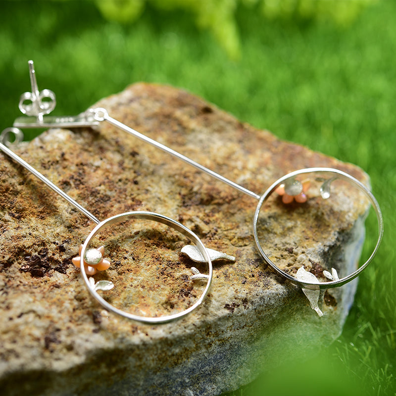 Bird and Flower Earrings