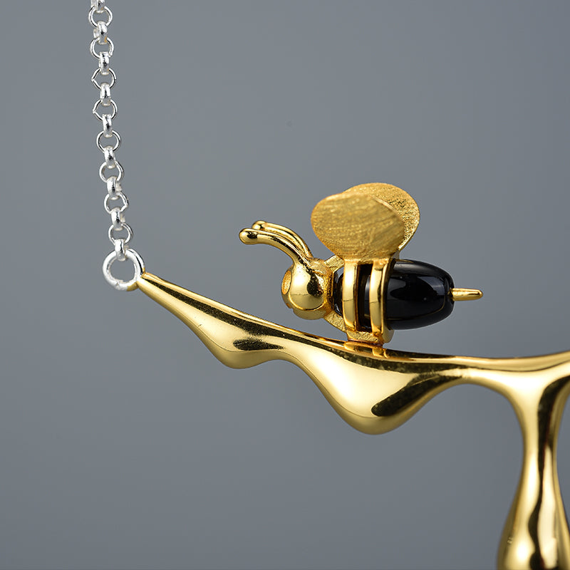 Bee and Dripping Honey Necklace