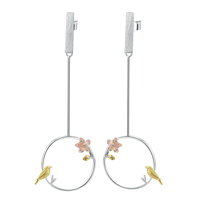 Bird and Flower Earrings
