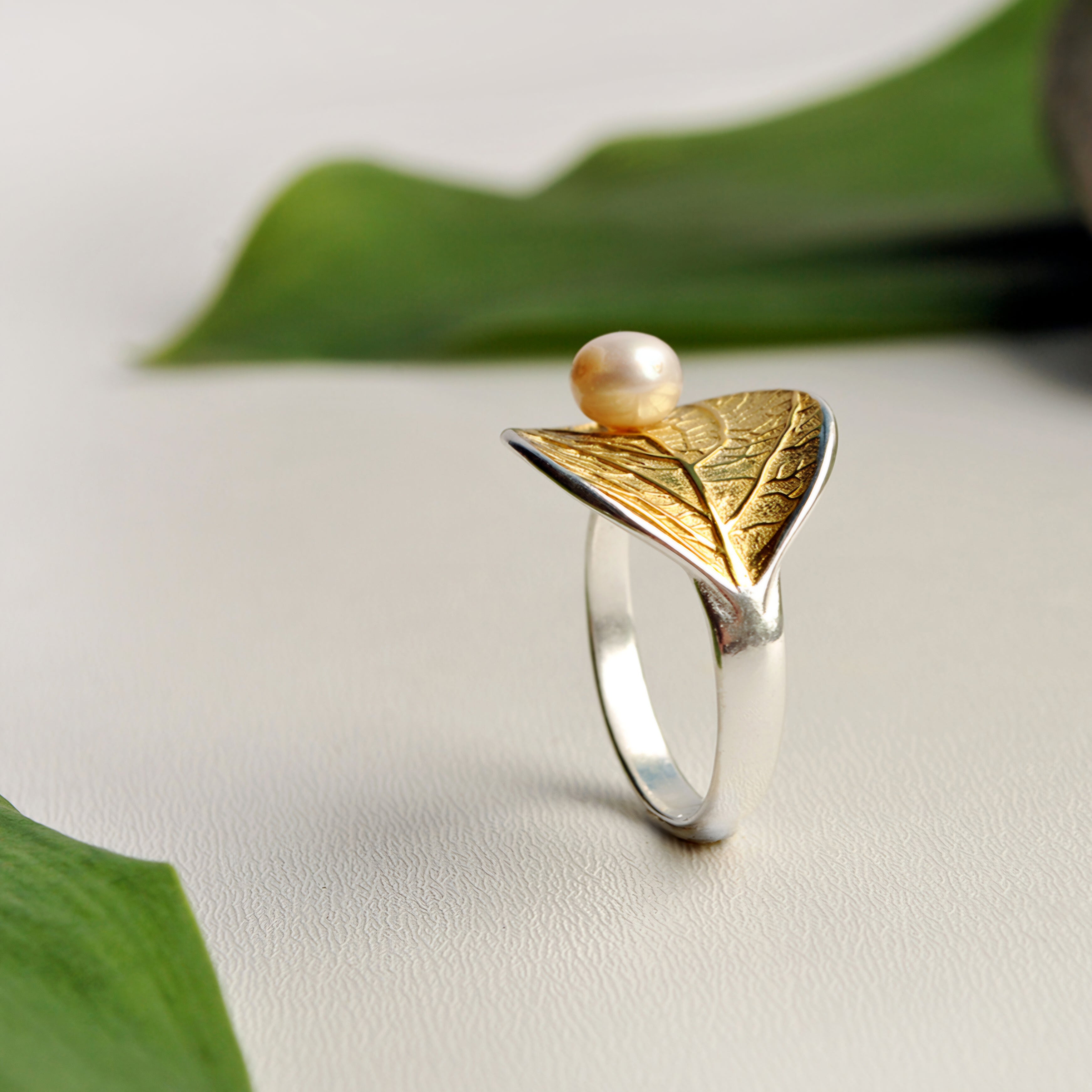 Pearl Leaf Ring