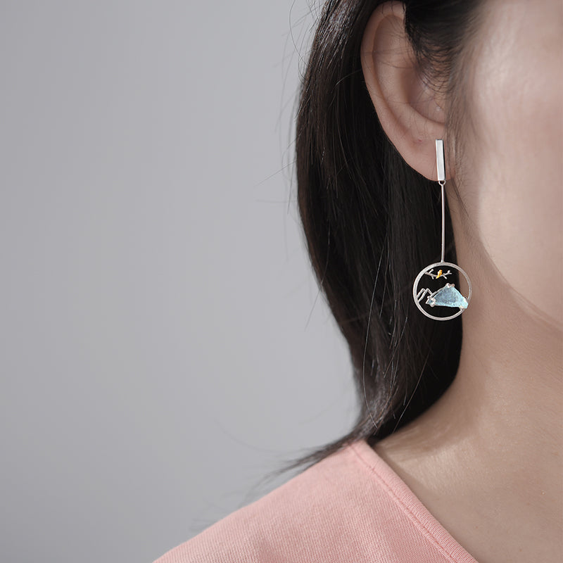 Bird and Mountain Earrings