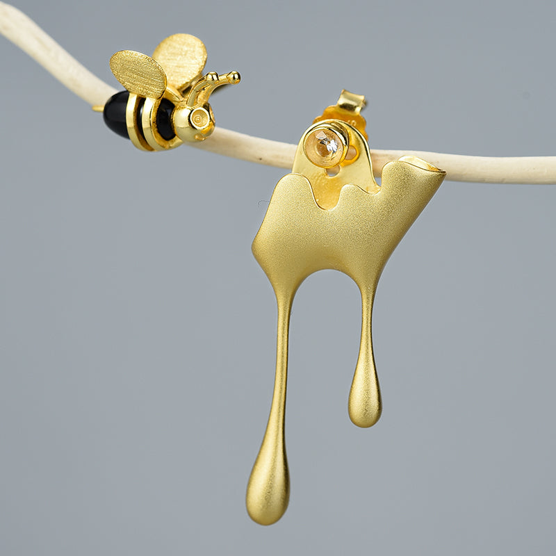 Bee and Dripping Honey Earrings