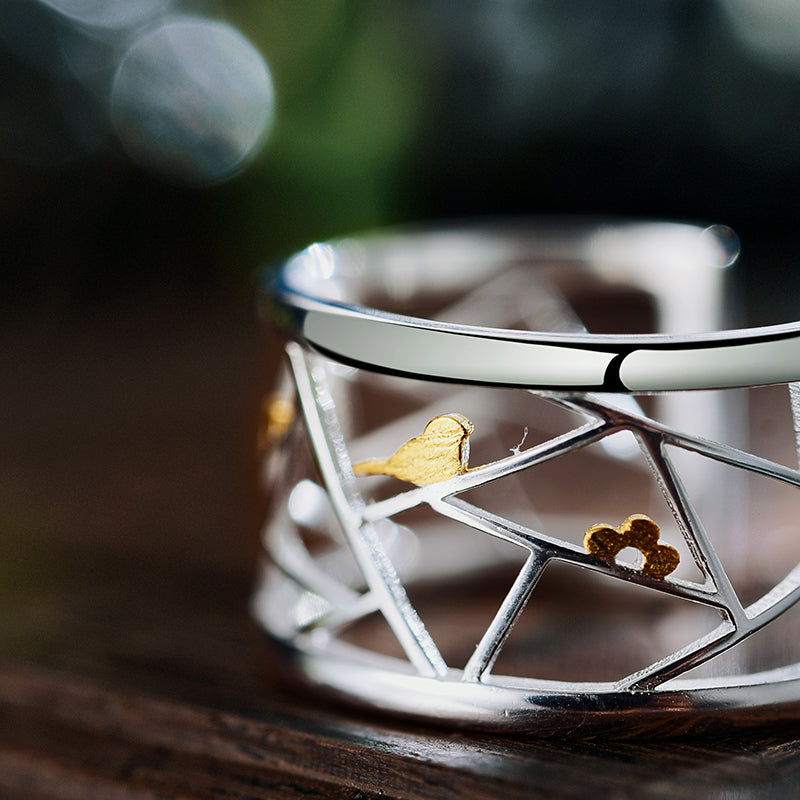 Paper Cut Bird Adjustable Ring