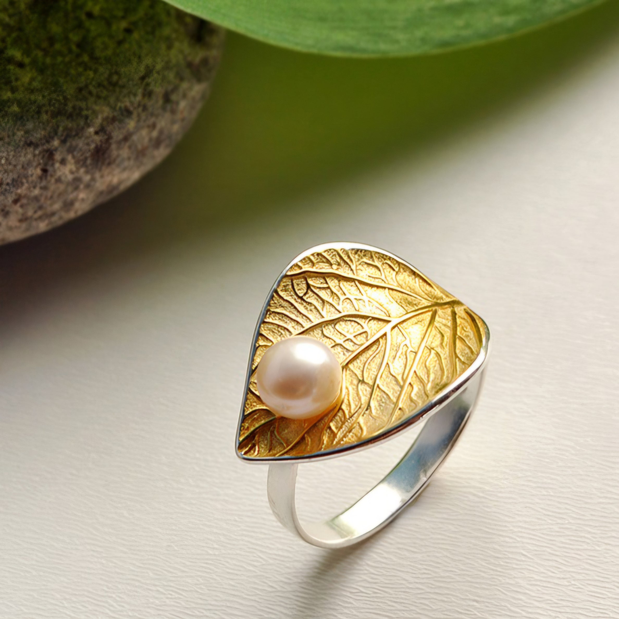 Pearl Leaf Ring