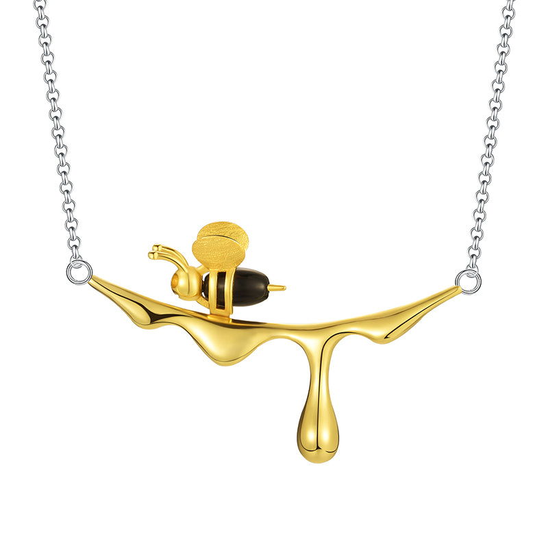 Bee and Dripping Honey Necklace