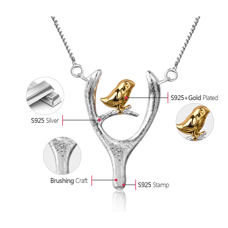 Bird on Wishbone Necklace