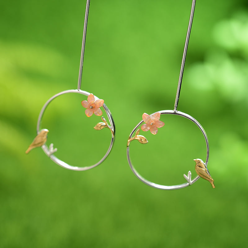 Bird and Flower Earrings