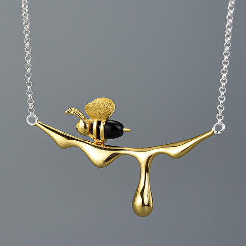 Bee and Dripping Honey Necklace